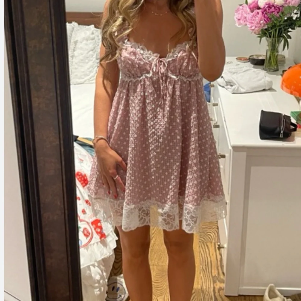 FOR LOVE AND LEMONS Melanie Pink Lace Babydoll Dress L Large NWT NEW - Picture 5 of 5